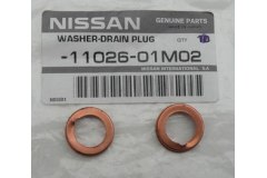 Прокладка сливной пробки поддона двигателя для NISSAN GT-R (R35) V6 2011-, код двигателя VR38DETT, V см3 3799, кВт 404, л.с. 550, бензин, NISSAN 1102601M02
