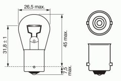 Лампа STANDARD P21W 12V 21W 1987302201 для NISSAN ALMERA II Hatchback (N16) 1.5 2002-, код двигателя QG15DE, V см3 1497, кВт 72, л.с. 98, бензин, Bosch 1987302201